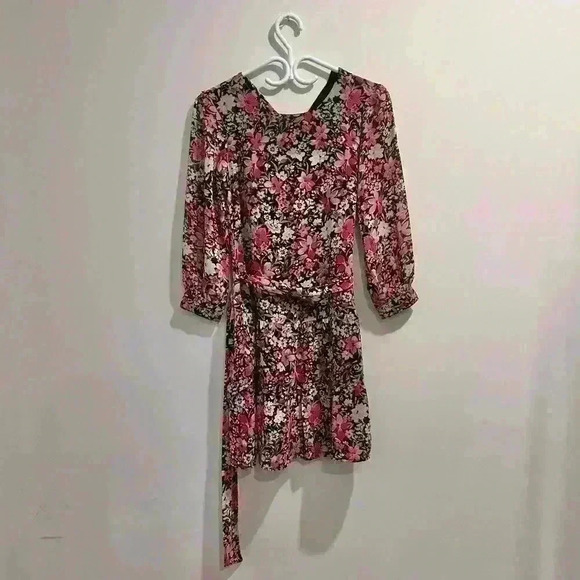 Dynamite | Floral balloon sleeve mini dress with sash-tie waist womens xxs - Picture 3 of 5